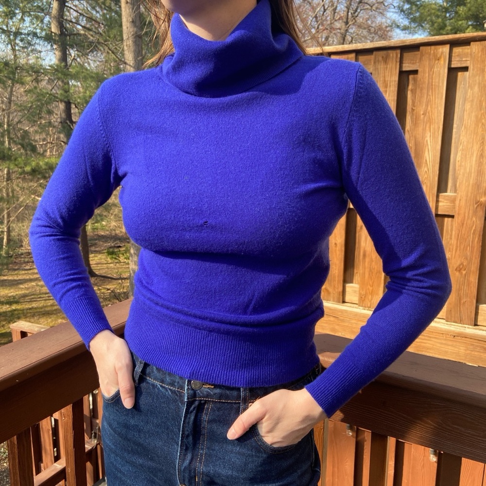 Cobalt Blue Cashmere Turtleneck